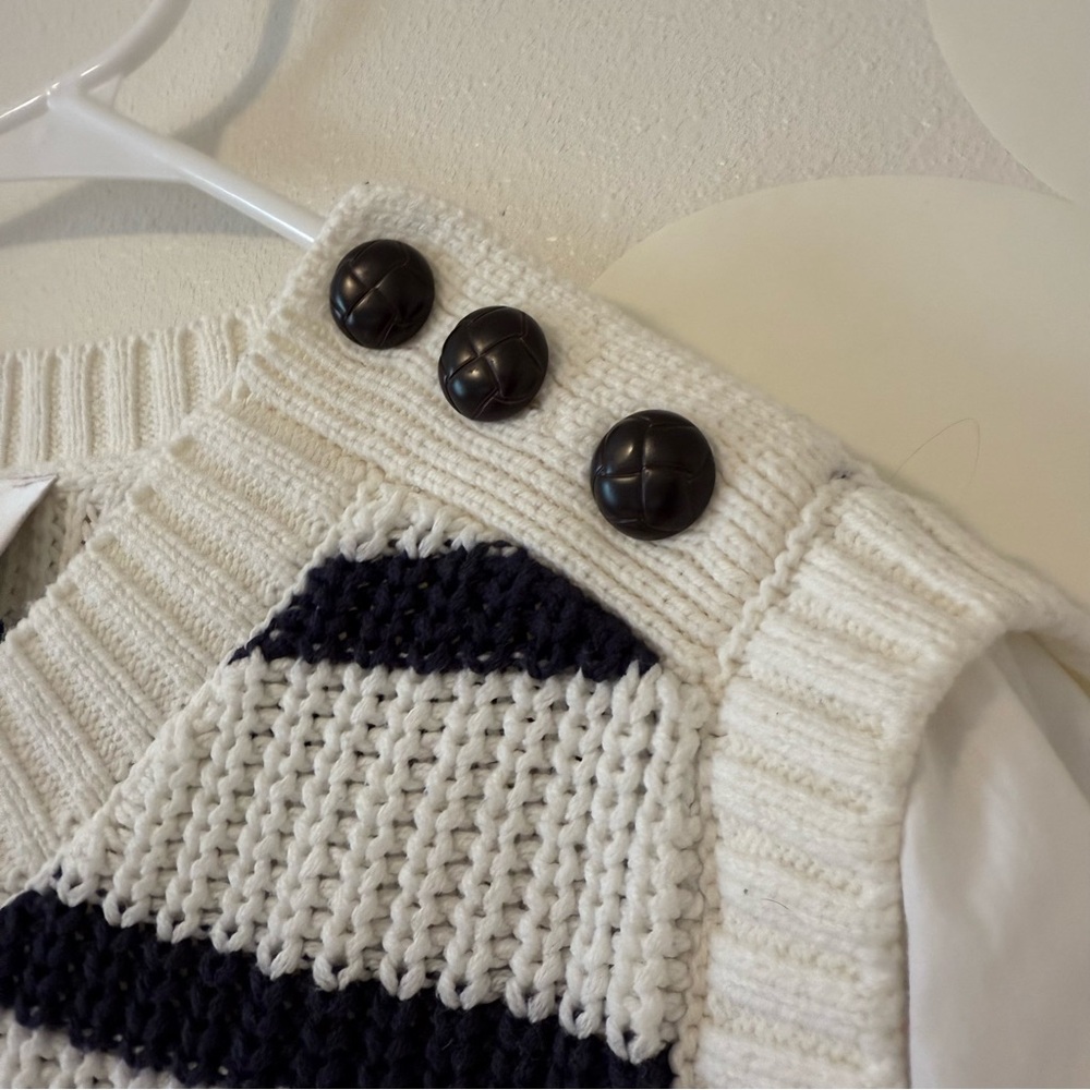EUC Industry Bambi Crewneck Sweater Vest Ivory and Navy Stripe: as seen by Rails - Picture 9 of 15